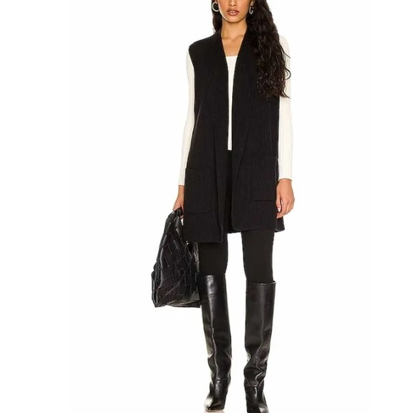 Splendid Sweaters - Splendid Cotton blend sleeveless cardigan, Black, Small